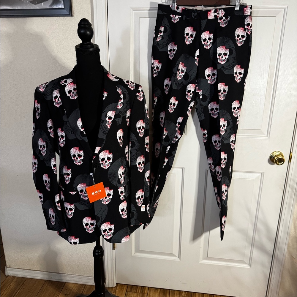 OppoSuits Skull Print Blazer and Pants Set